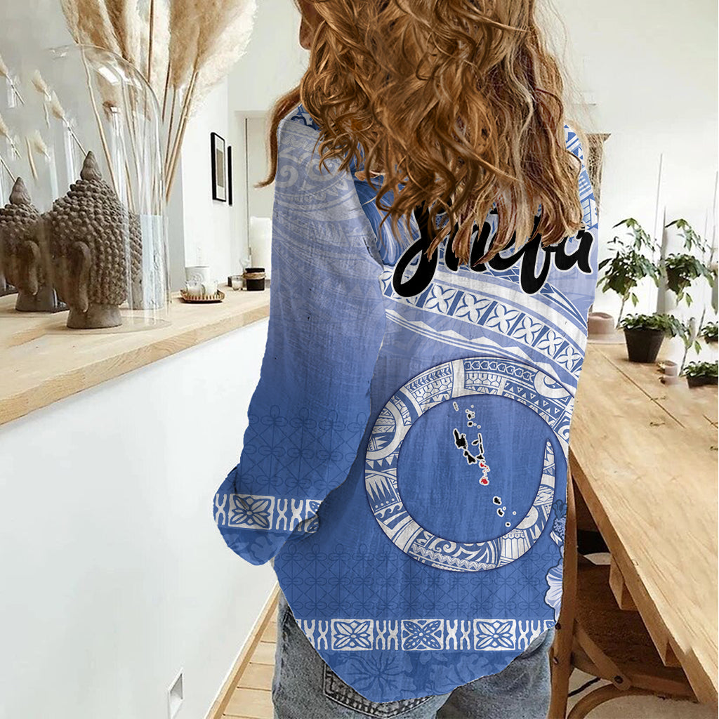 Shefa Vanuatu Damen Freizeithemd Hibiscus Sand Zeichnung mit Pazifik Muster LT9