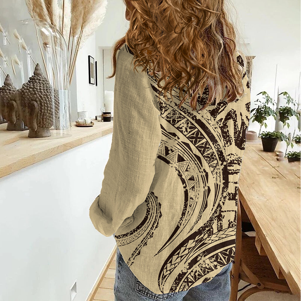 Hawaiian Hibiscus Tribal Vintage Motiv Damen Freizeithemd Ver 3 LT9