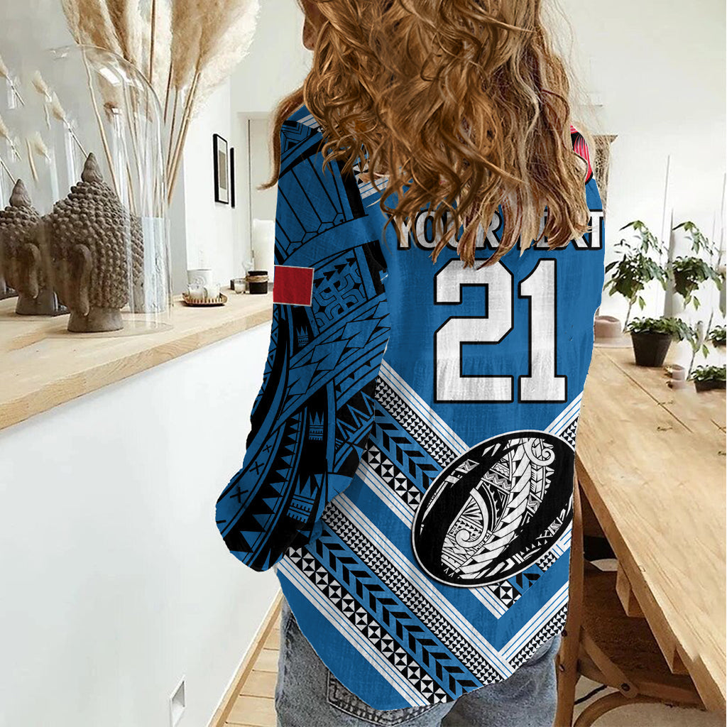 Benutzerdefinierte Manuma Samoa Rugby Frauen Casual Shirt Ula fala Samoan Siva Tau Tribal LT9
