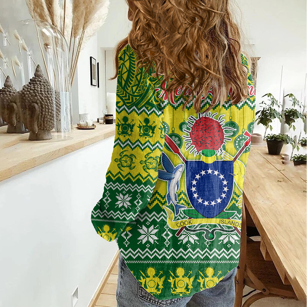 Cook Islands Weihnachten Damen Casual Shirt Santa Beach Meri Kiritimiti LT9