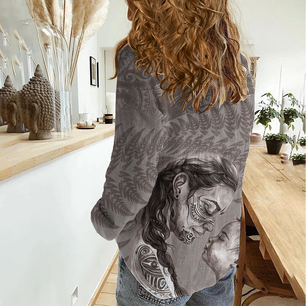 Neuseeland Muttertag Frauen Casual Shirt Maori Mo Toku Mama Silber Fern LT9