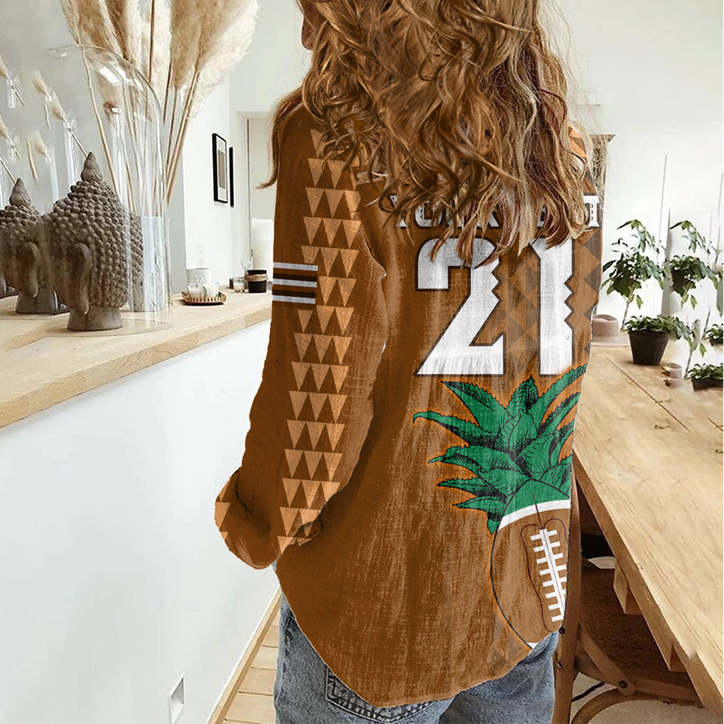 Benutzerdefinierte Hawaii Honolulu Bowl Frauen Casual Shirt mit Kakau Tribal Muster LT9