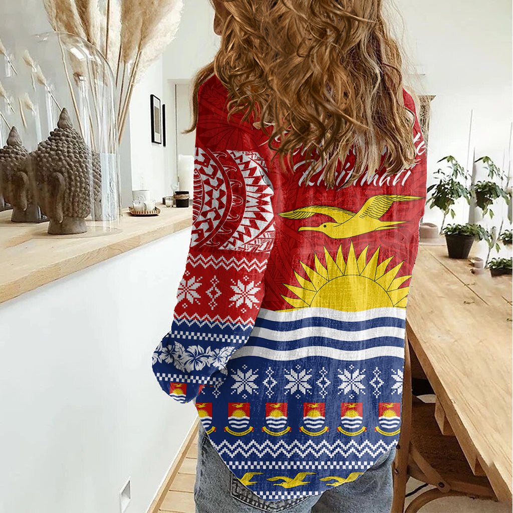 Kiribati Weihnachten Frauen Casual Shirt Tekeraoi n Te Tiritimati Polynesian Tribal LT9