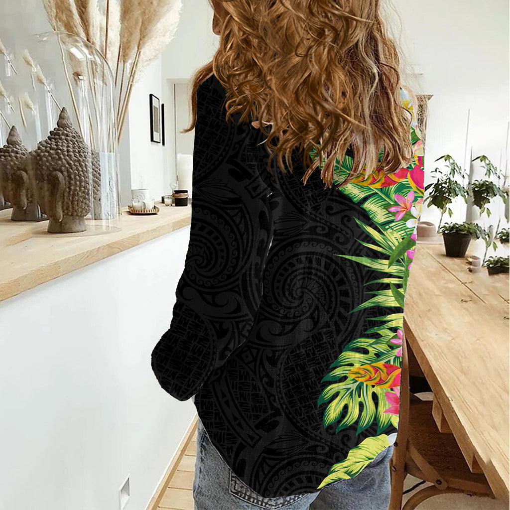 Hawaii Tropische Blumen Tribal Muster Damen Freizeithemd No1 LT9