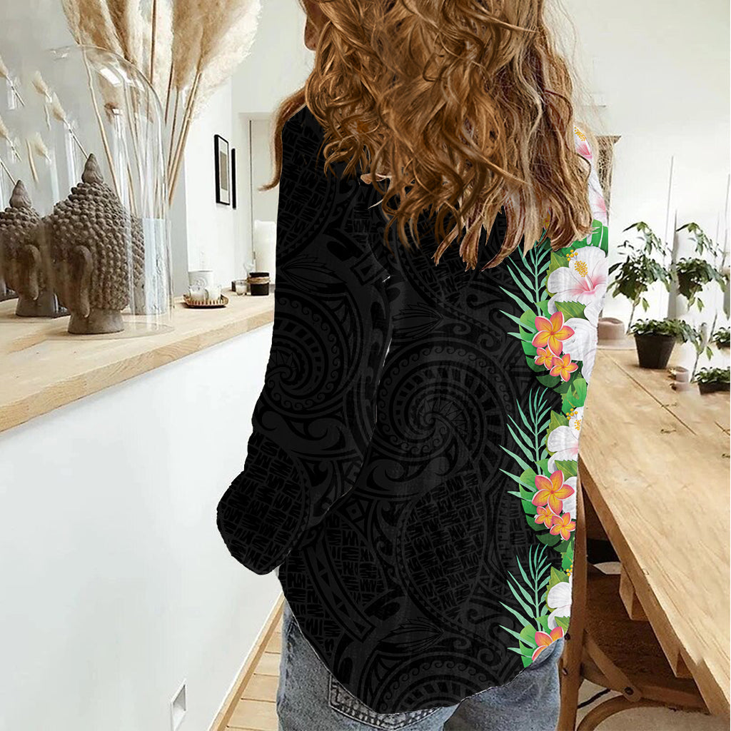 Hawaii Tropische Blumen Tribal Muster Damen Freizeithemd No3 LT9