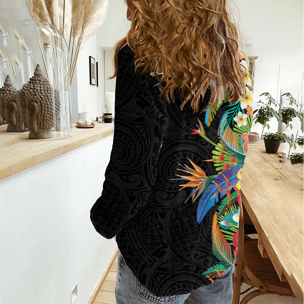 Hawaii Tropische Blumen Tribal Muster Damen Freizeithemd No5 LT9