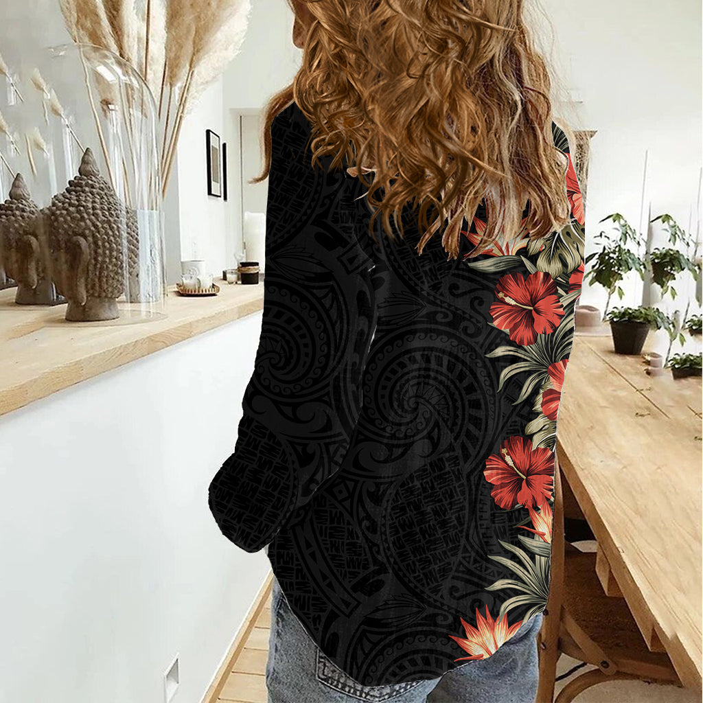 Hawaii Tropische Blumen Tribal Muster Frauen Casual Shirt No6 LT9