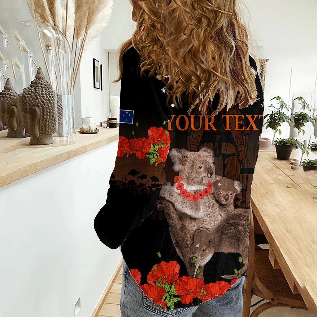 Koala und Kiwi Vogel ANZAC Tag Custom Frauen Casual Shirt Soldat Stil LT9