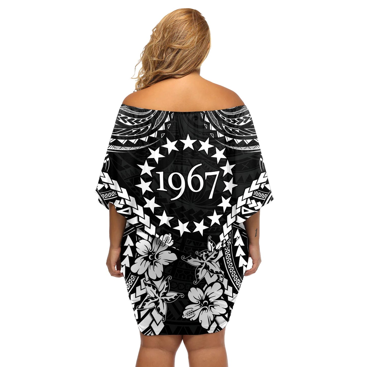 Cook Islands Ra o te Ui Ariki Est 1967 Schulterfreies kurzes blumen kleid LT9
