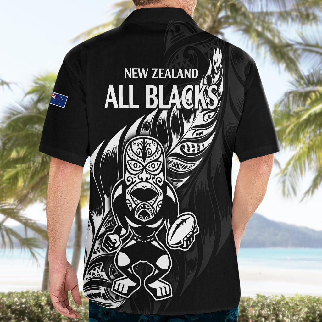 Neuseeland komplett schwarzes Rugby-Hawaii-Shirt LT9