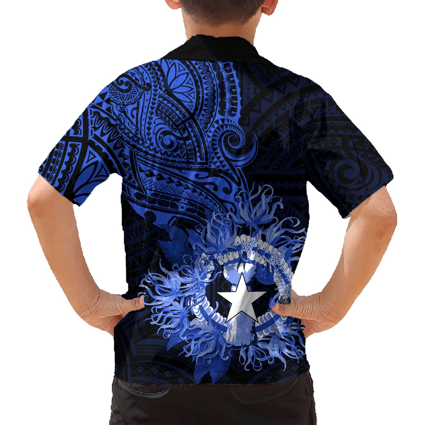 Nördliche Marianen Ylang-Ylang Mwarmwar Hawaiihemd Polynesian Blue Style LT9