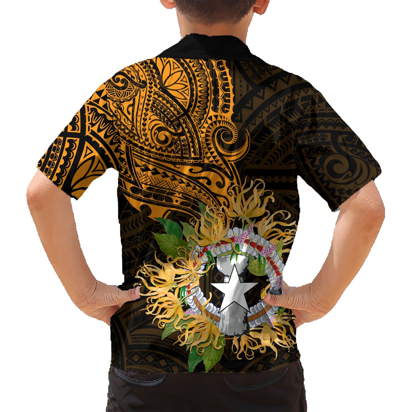 Nördliche Marianen Ylang-Ylang Mwarmwar Hawaiihemd Polynesian Gold Style LT9