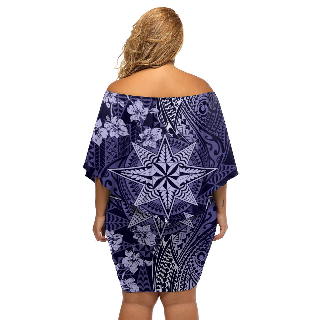 Vintage Tonga Tribal Ngatu Muster Off Shoulder Kurzes Kleid Blumen mit Pacific Floral Pink Art LT9