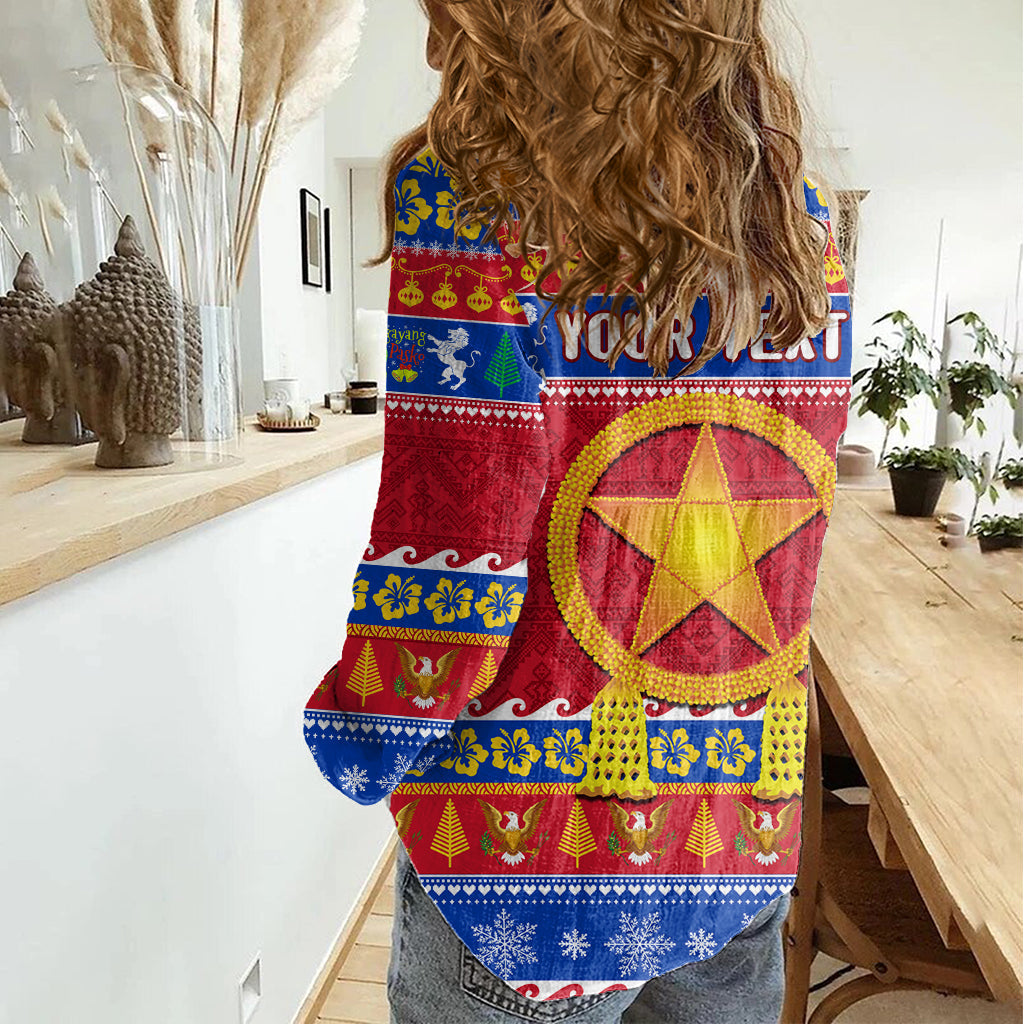 Benutzerdefinierte Philippinen Weihnachten Frauen Casual Shirt Filipino Parol Maligayang Pasko LT14