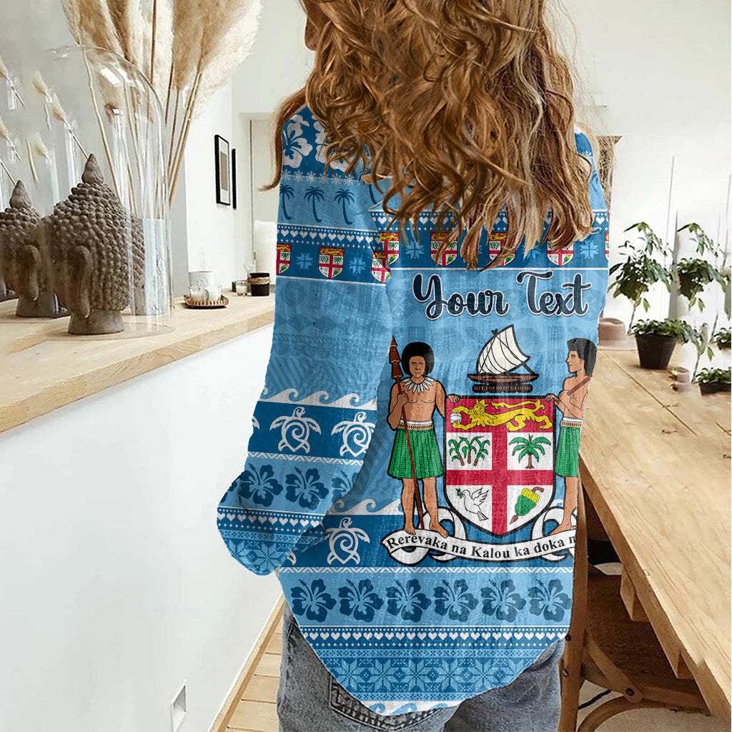 Benutzerdefinierte Fiji Weihnachten Frauen Casual Shirt Fidschi Tapa Marau na Kerisimasi LT14