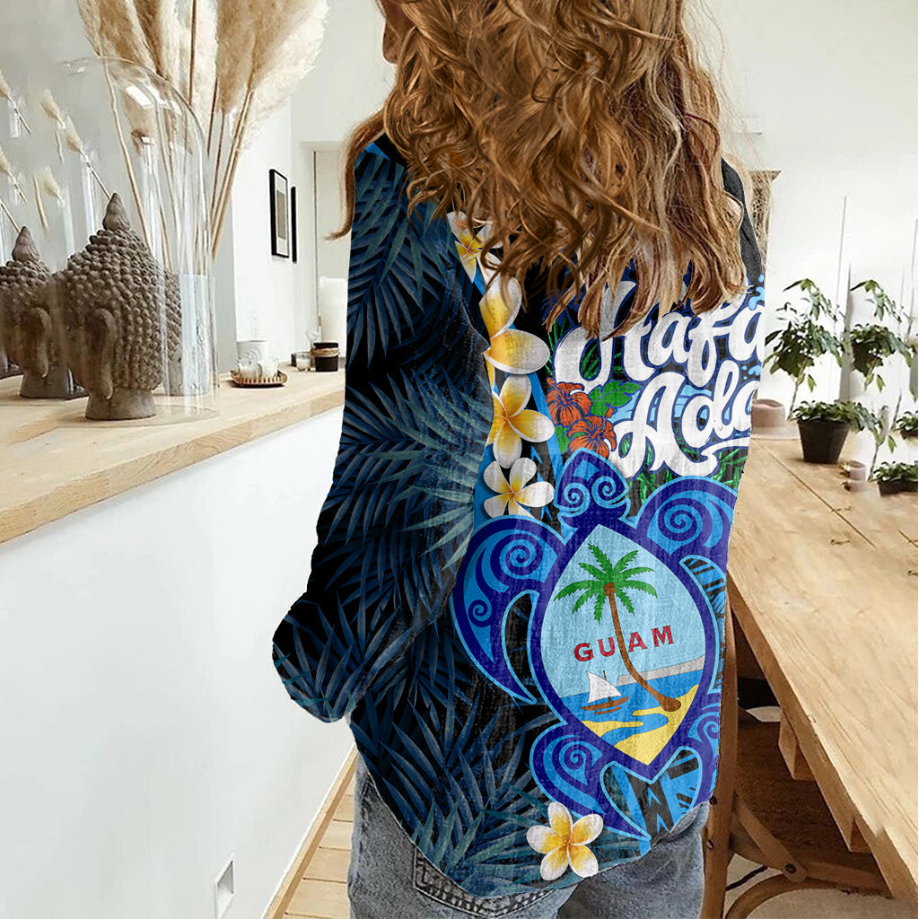 Hafa Adai Guam Damen Freizeithemd Guahan Meeresschildkröte Tropischer Stil LT14