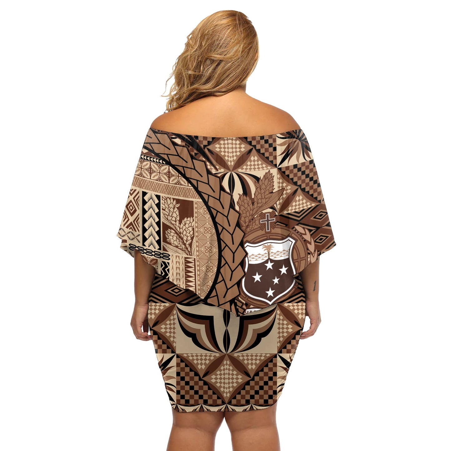 Samoa Siapo Schulterfreies kurzes Kleider blumen Happy Independence Day Vintage Vibes LT14