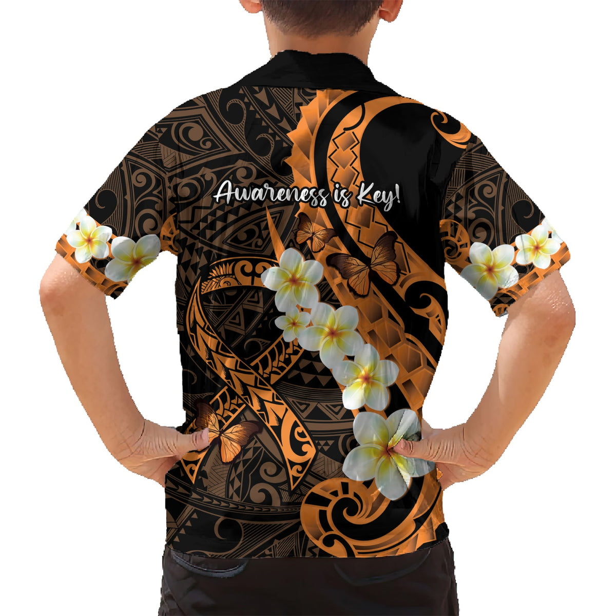 Monat des Bewusstseins für Leberkrebs Hawaiihemd Bewusstsein ist der Schlüssel Orange polynesisches Band LT14