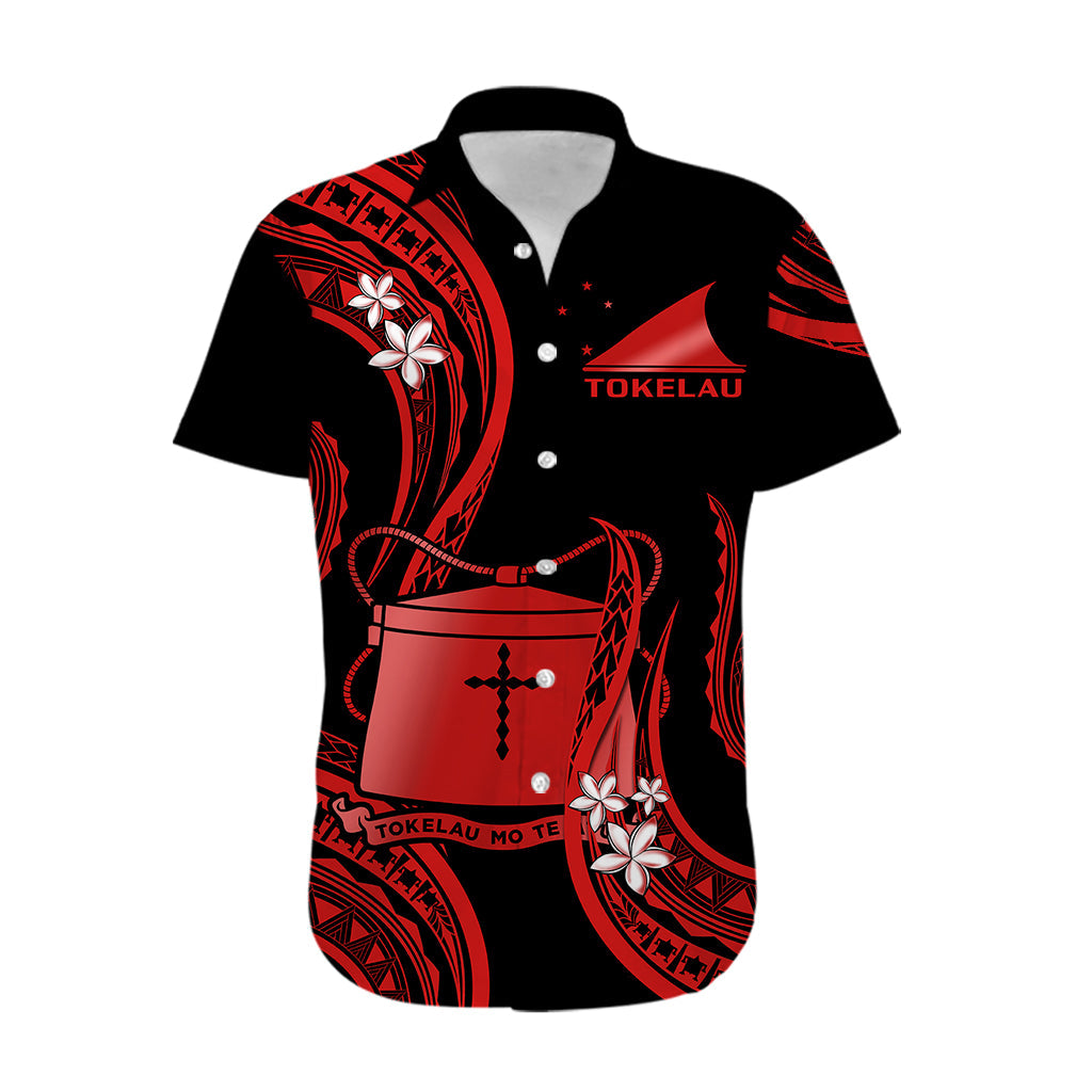 Tokelau Hawaiihemd Tokelauan Tatau mit Abzeichen Rot LT14