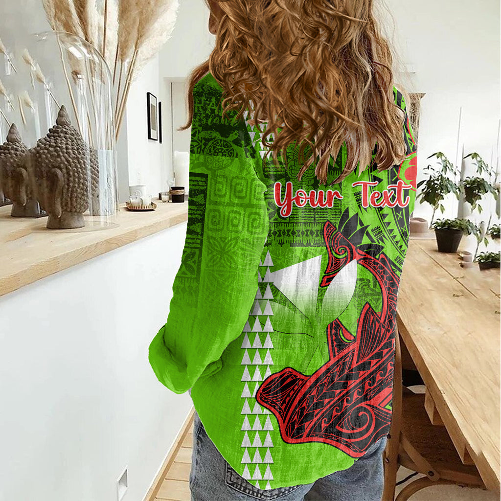 Personalisiertes Hawaii-Weihnachtshemd für Damen, lässig, Mele Kalikimaka Kakau, polynesisches Hai-Tattoo, LT14