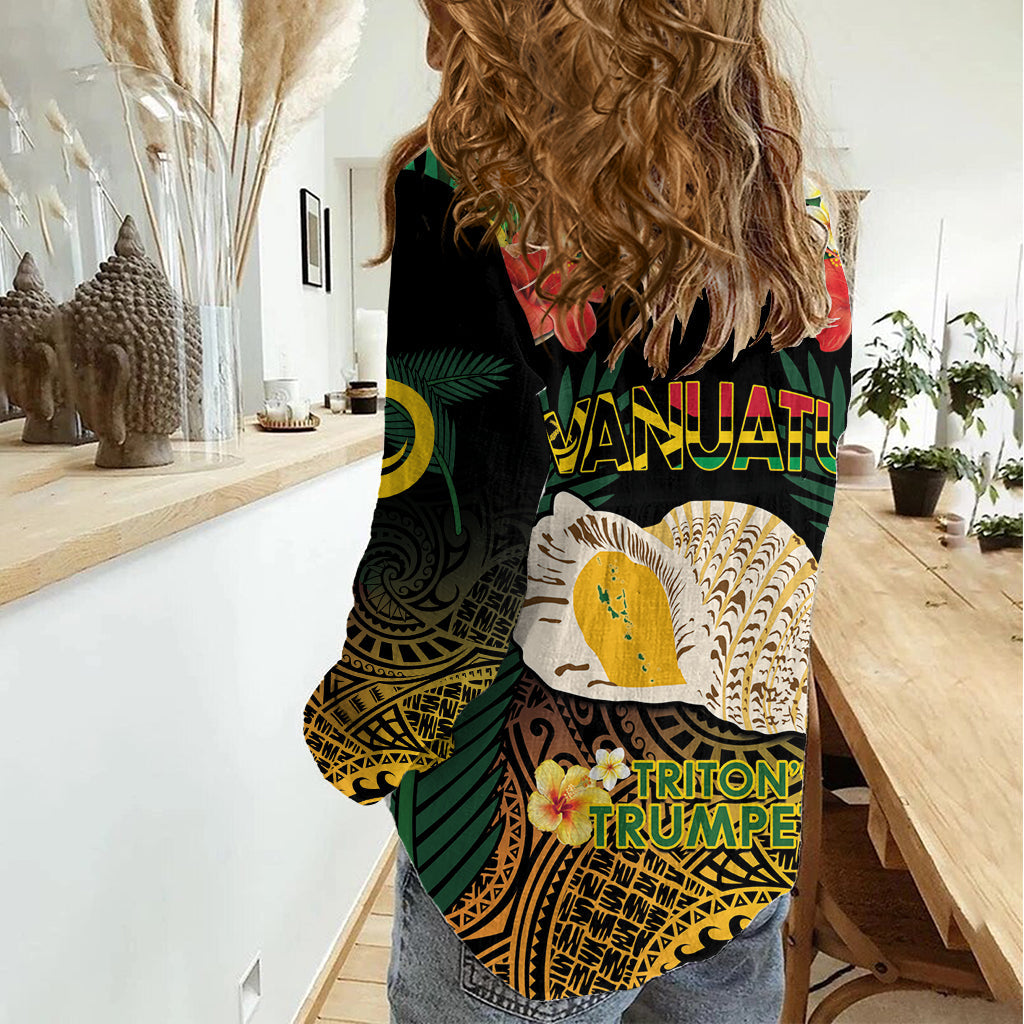 Vanuatu Tritons Trompete Frauen Casual Shirt tropischen Blumen Vanuatuan Karte LT14
