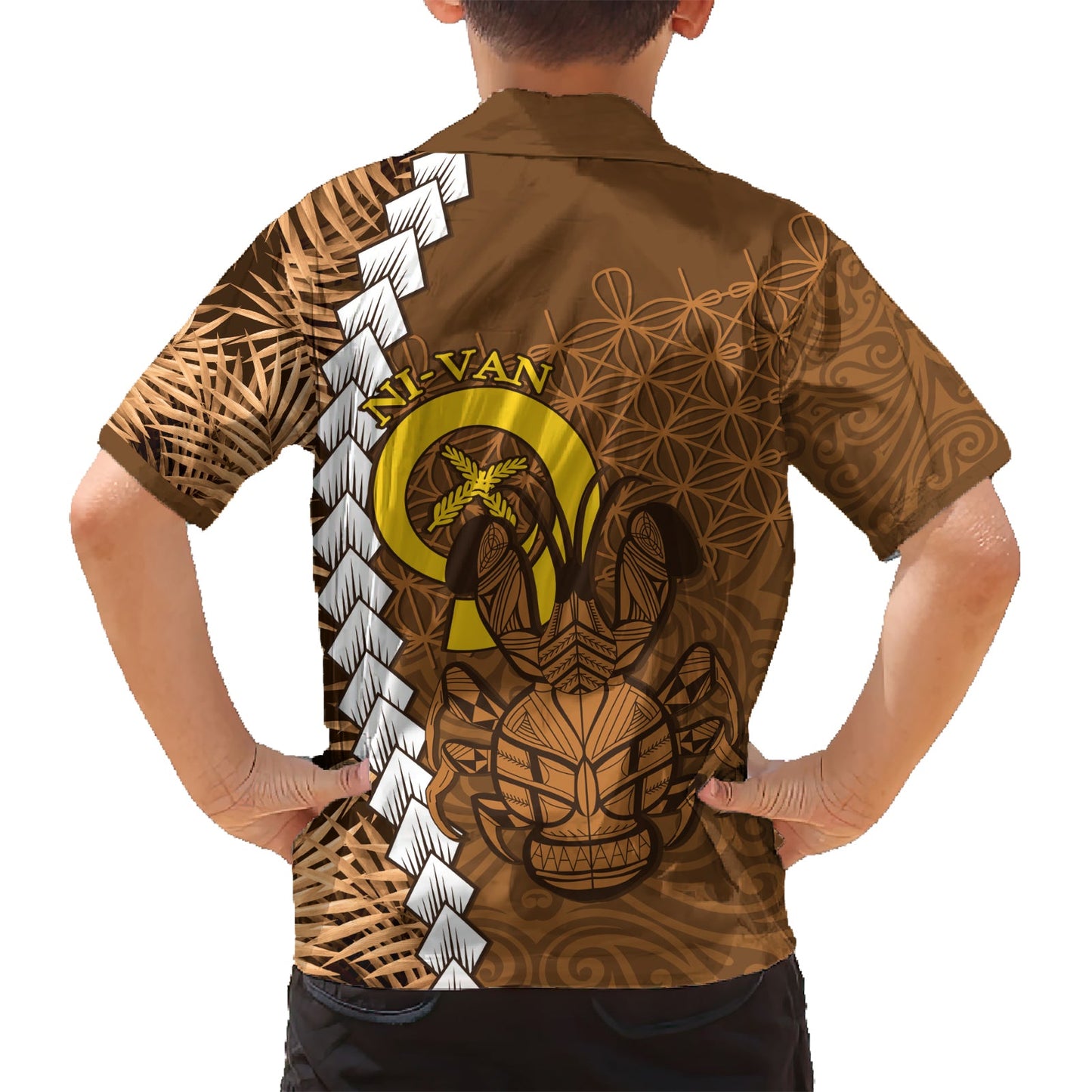 Vanuatu Coconut Crab Hawaiian Shirt Ni-Van tropischen Blättern mit Sand Zeichnung Kunst LT14