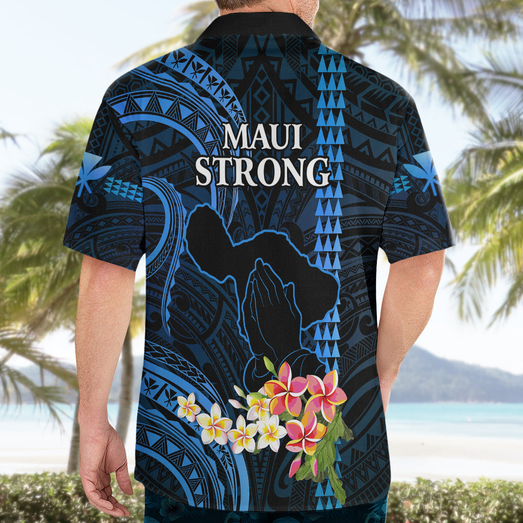 Hawaiihemd Beten für Maui Hawaiian Plumeria Sei stark Blau Version LT14