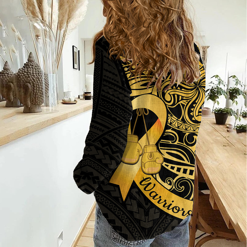 Polynesien Knochenkrebs Bewusstsein Frauen Casual Shirt Kampf Krieger LT14