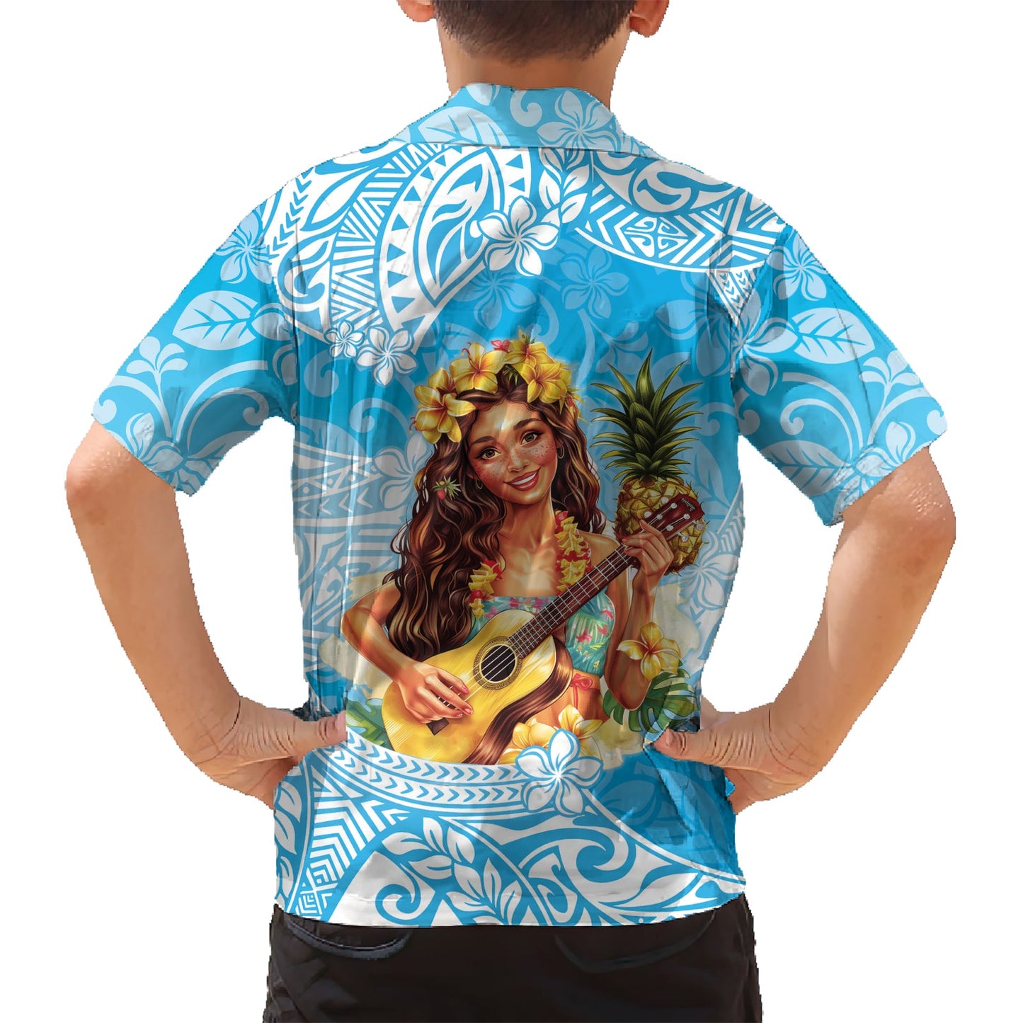 Aloha Hawaii Frauentag Hawaiihemd Hula-Mädchen mit Ukulele Tropischer Stil LT14