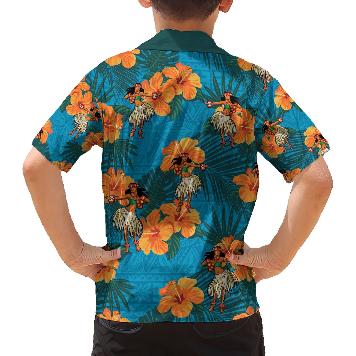 Hawaii Luau Party Hawaiihemd Tanzendes Mädchen Tropische Blumen LT14