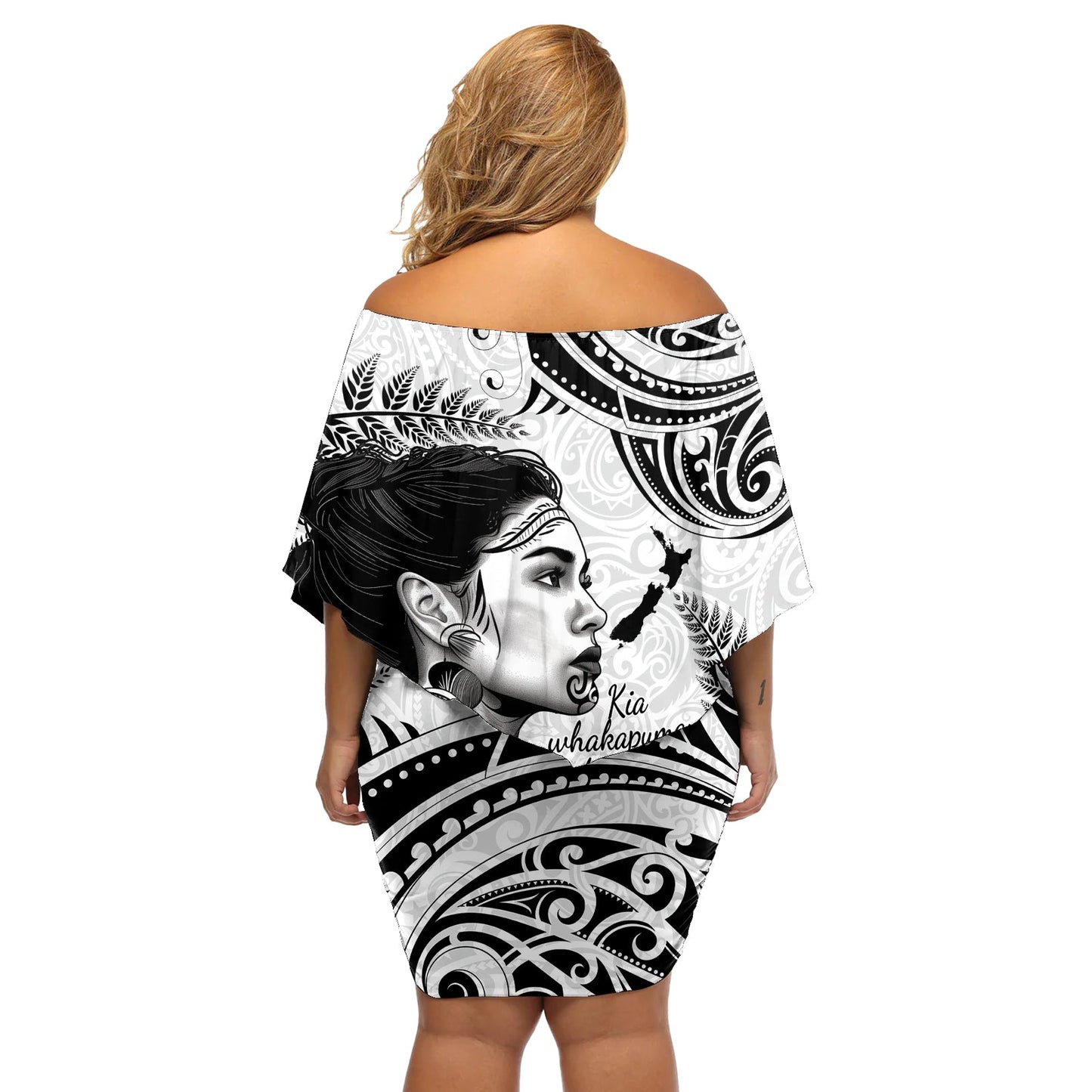 Neuseeland Frauentag Schulterfreies Kurzes Kleid blumen Aotearoa Kia Whakapumau Te Mana Wahine LT14