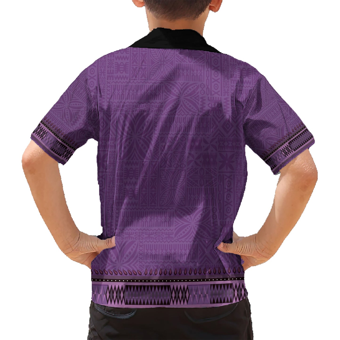 Lila afrikanisches Dashiki mit fidschianischem Tapa-Muster Hawaiihemd LT14