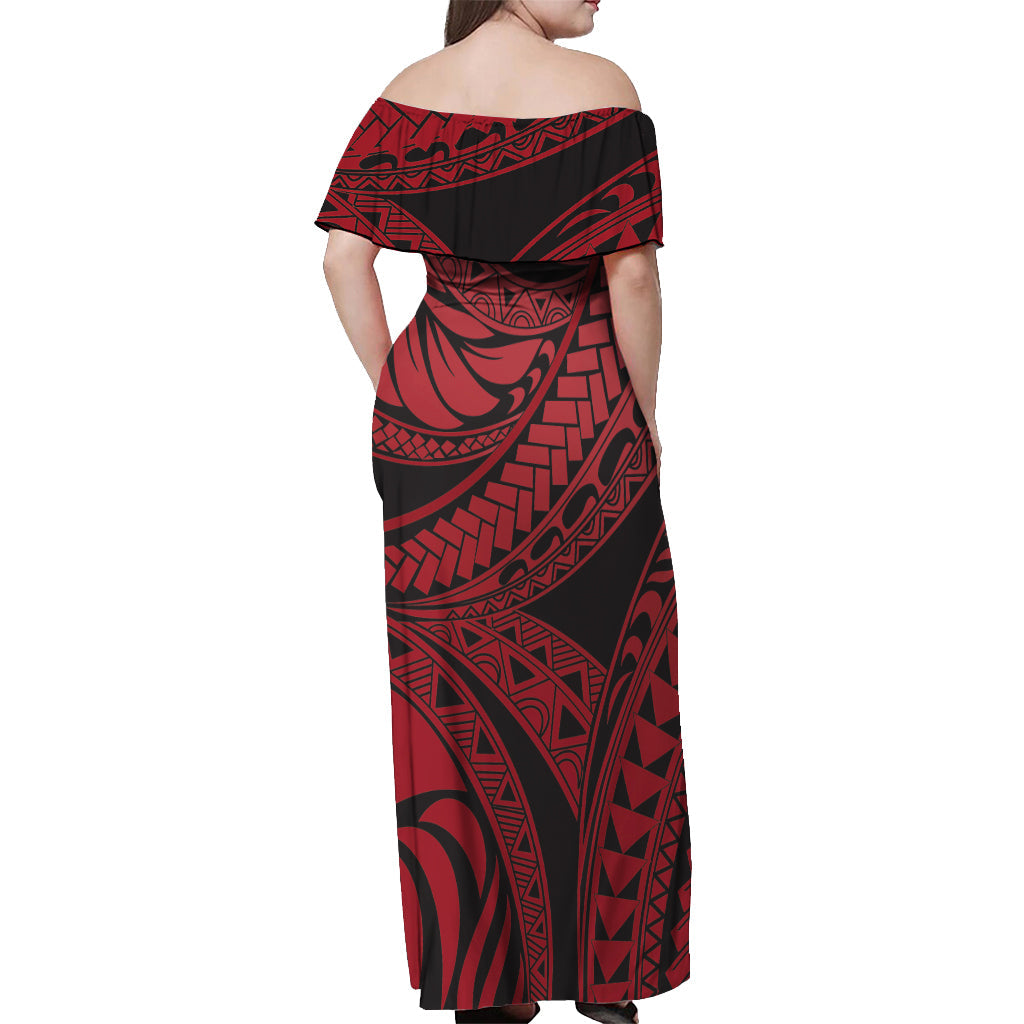 Polynesian Pride Dress - Tribal Polynesian Red Ali Style Schulterfreies langes Kleid