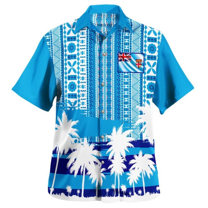 Hawaiihemd Fidschi - Fidschianische Tapa-Flagge Blau