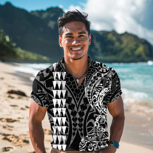 Kakau Polynesian Tribal Hawaiihemd Mehrfarbig