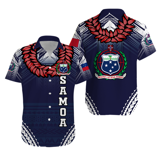 Samoan Ula Fala Art Hawaiian Shirt - LT12 Blue - Polynesian Pride