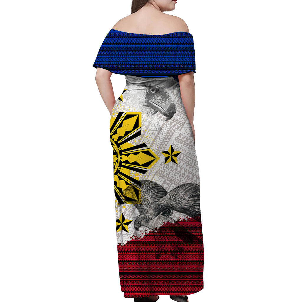 Philippinen Filipino Tribal Eagle Schulterfreies langes Kleid - LT2