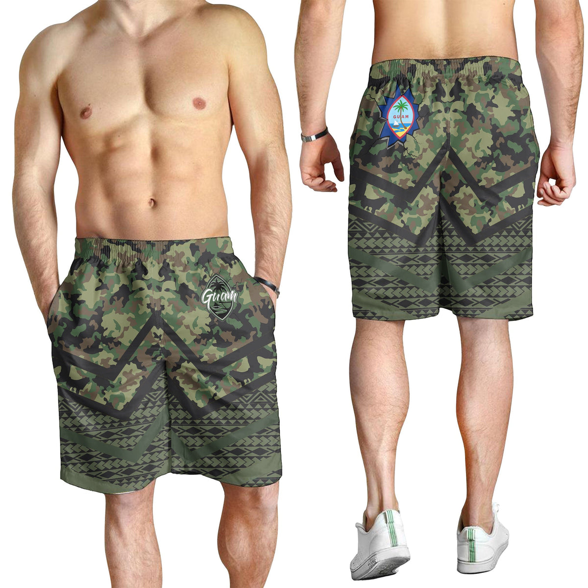 Guam Herren Bermudas Shorts - Individuelles Guam Camo Deluxe Polynesian Tattoo