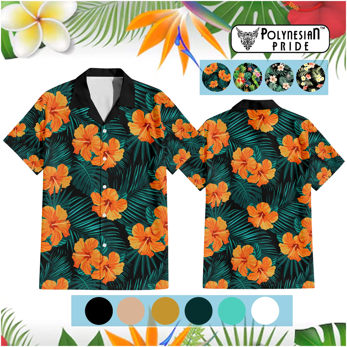 Benutzerdefinierte Polynesia Summer Vibes Hawaiihemd Tropische Blumen Pastell Stil CTM14