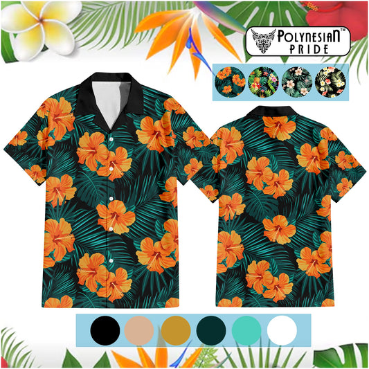 Benutzerdefinierte Polynesia Summer Vibes Hawaiihemd Tropische Blumen Pastell Stil CTM14