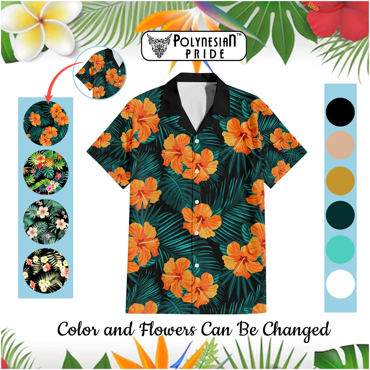 Benutzerdefinierte Polynesia Summer Vibes Hawaiihemd Tropische Blumen Pastell Stil CTM14