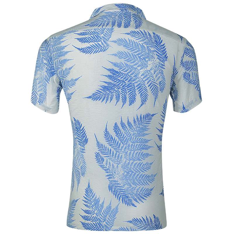 Weißes Hawaiihemd mit tropischem Farn
