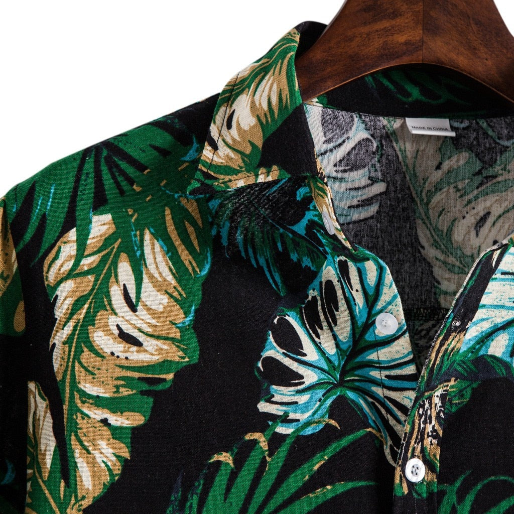 Hawaiianisches Jungle Nocturne-Hemd <br>aus Leinen