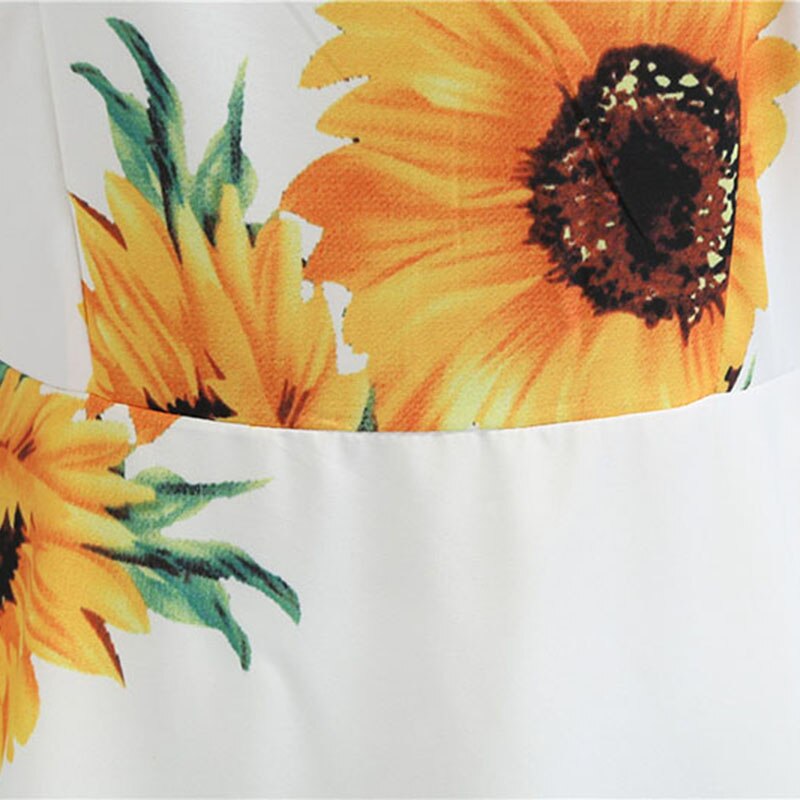 Sonnenblumen-Hochzeitskleid mit langem Blumenmuster