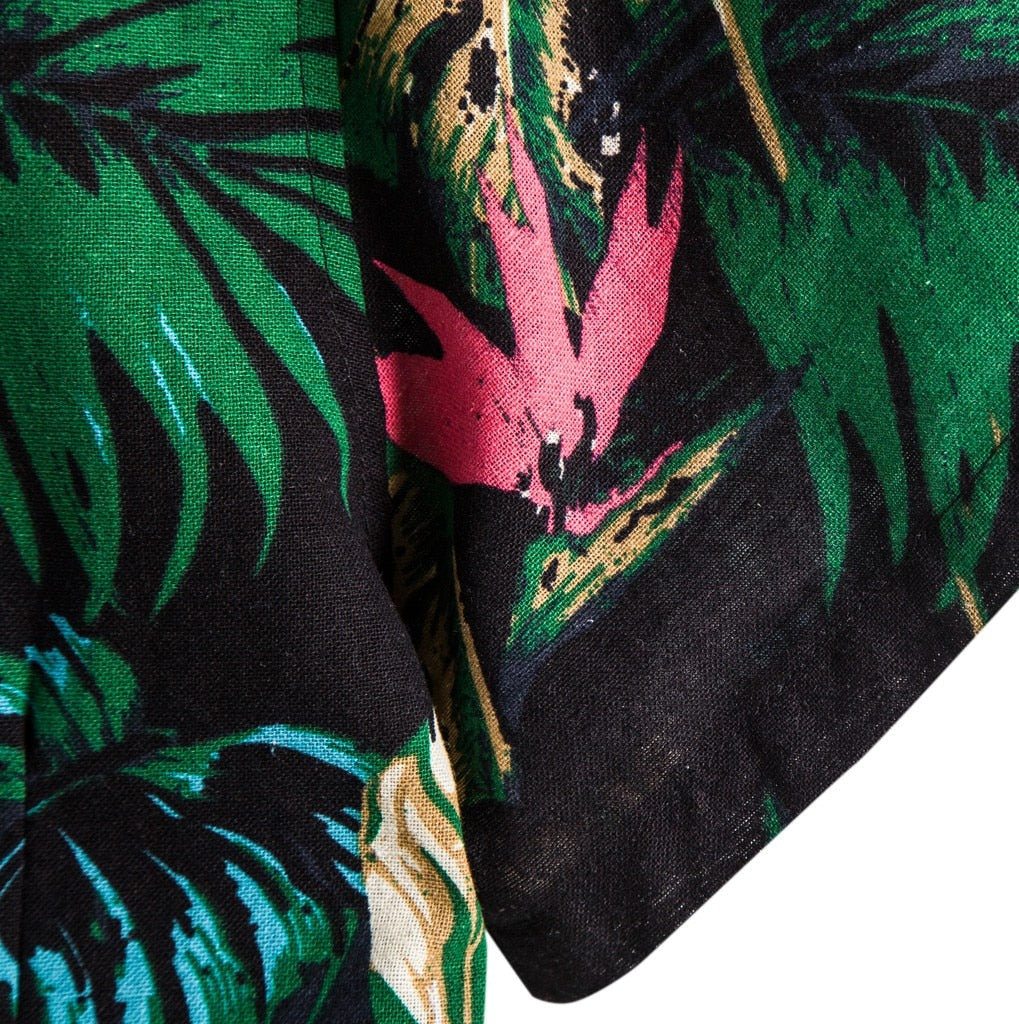 Hawaiianisches Jungle Nocturne-Hemd <br>aus Leinen