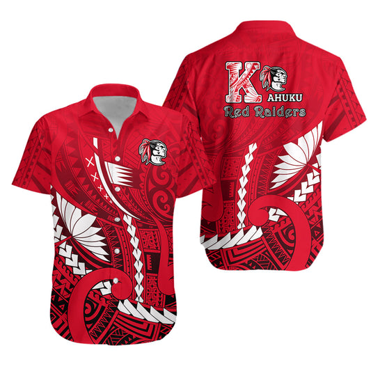 Kahuku Shool Hawaiian Shirt Enthusiasm Red Raiders LT13 Unisex Red - Polynesian Pride