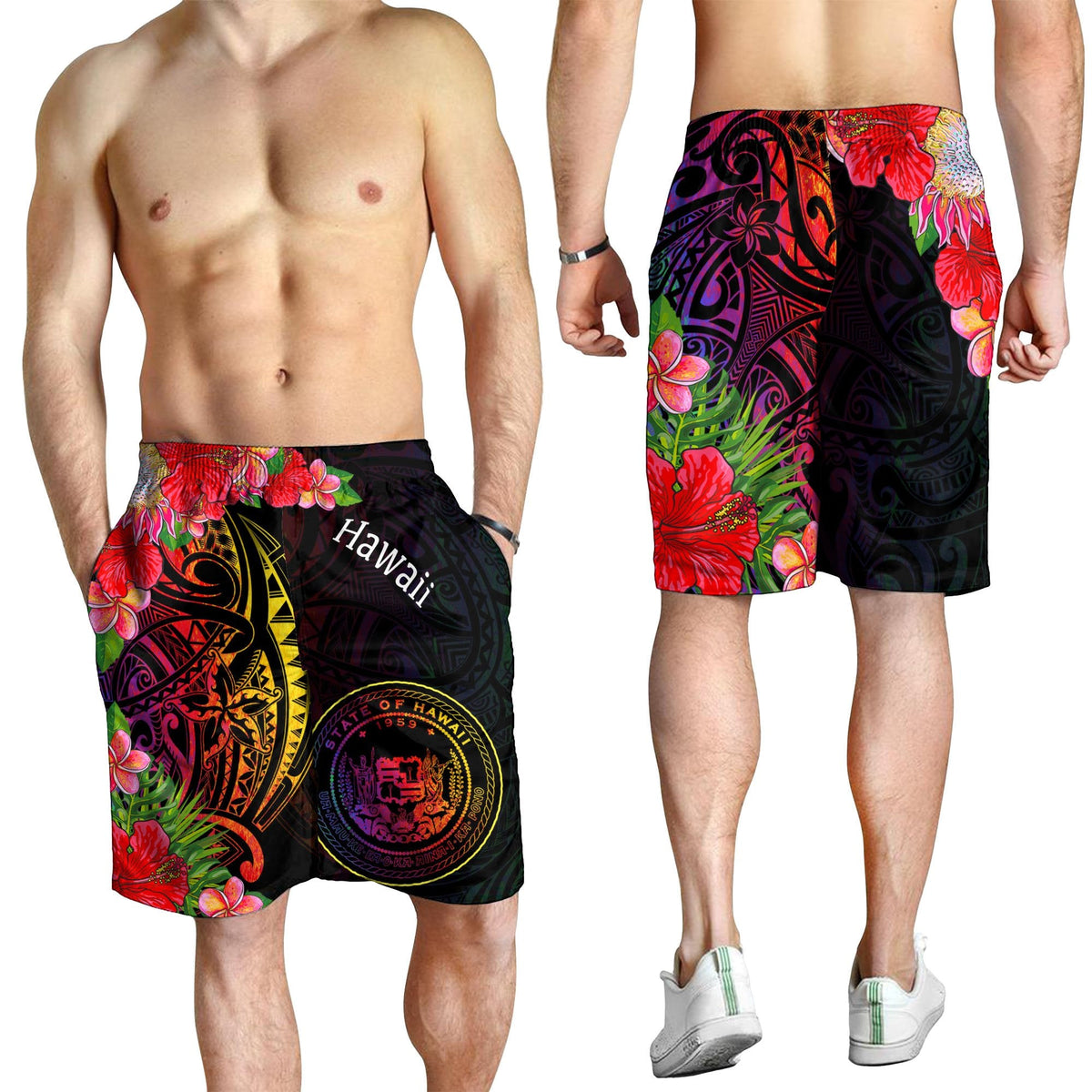 Hawaii Bermuda Shorts für Herren - Tropischer Hippie-Stil