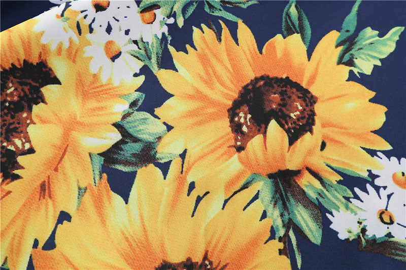 Sonnenblumen-Hochzeitskleid mit langem Blumenmuster