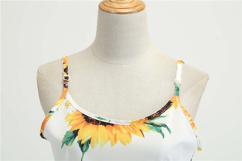 Sonnenblumen-Hochzeitskleid mit langem Blumenmuster