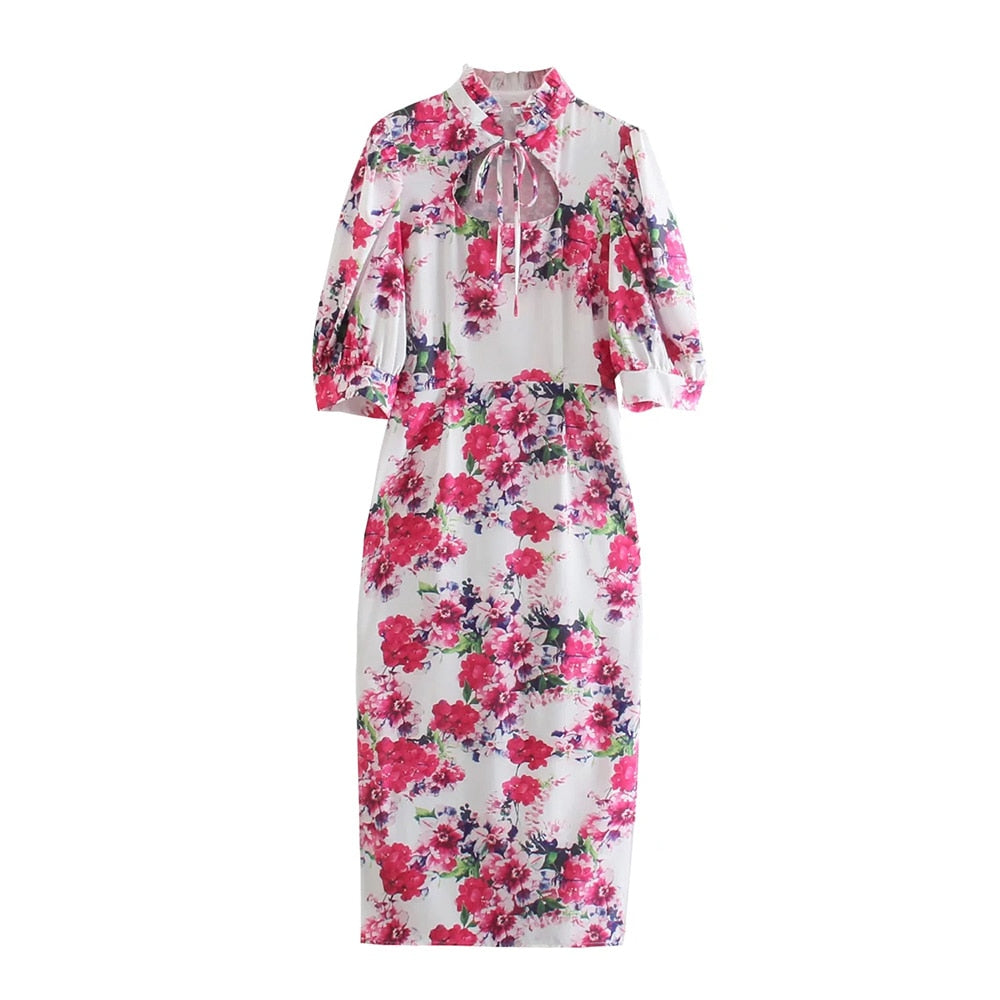 Robe Fleurie Manches Ballon